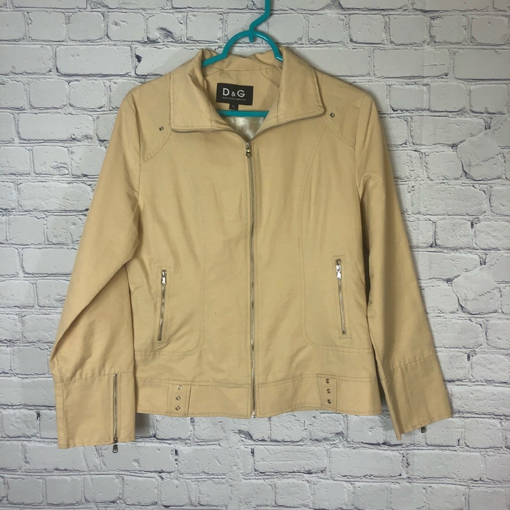 Dolce and Gabbana tan zip-up jacket.